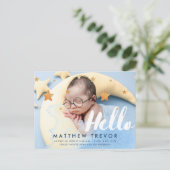 Carte Postale Faire-part Bonjour Script Dreamy Baby Photo (Debout devant)