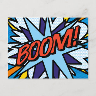 Carte Postale Faire-part BOOM Art Pop Bande Dessinée Rétro Amusant