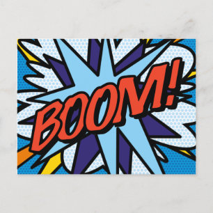 Carte Postale Faire-part BOOM Votre Bulle de Discours Message Fun Rétro