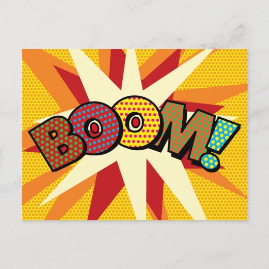 Carte Postale Faire-part BOOM Votre Bulle de Texte Discours Amusant Rétro (Devant)