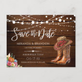 Carte Postale Faire-part Boots Rustiques Cowboy Mariage Occidental Enregist (Devant)