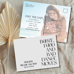 Carte Postale Faire-part Booze amusant Nourriture Photo Mariage Enregistrer