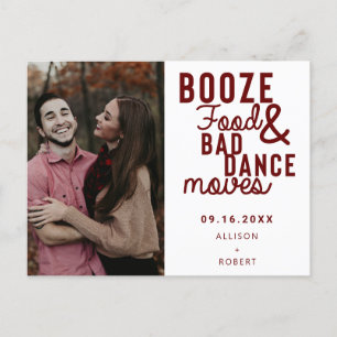 Carte Postale Faire-part Booze Food & Bad Dance Moving Funny Date Photo