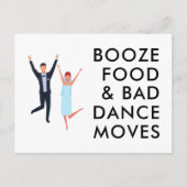 Carte Postale Faire-part Booze, Nourriture, Mauvaise Danse Se Déplace Drôle (Devant)
