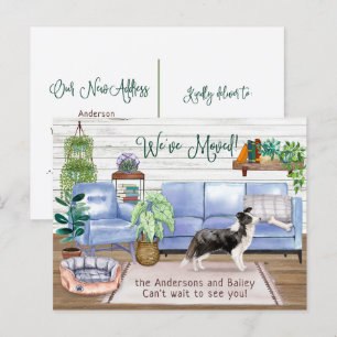 Carte Postale Faire-part Bordure Collie Cosy Nouvelle Maison Déménagement