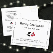 Carte Postale Faire-part Bordure ondulée Baies rouges fêtes Mobile