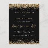 Carte Postale Faire-part Bordures Parties scintillant Or Noir Mariage Enreg (Devant)