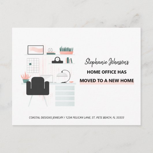Carte Postale Faire-part Boss Lady Entrepreneur Home Office Moving (Devant)