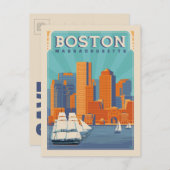 Carte Postale Faire-part Boston, Massachussetts | Save the date (Devant / Derrière)