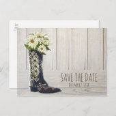 Carte Postale Faire-part Bot de campagne rustique avec marguerites Save The (Devant / Derrière)