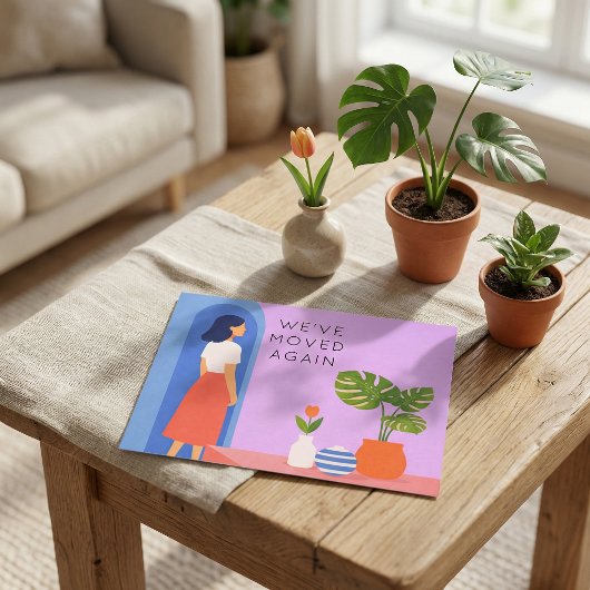 Carte Postale Faire-part Botanical boho  we've moved  again