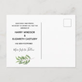 Carte Postale Faire-part Botanical Gold Changement de plans Mariage reporté (Dos)