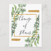 Carte Postale Faire-part Botanical Gold Changement de plans Mariage reporté (Devant)