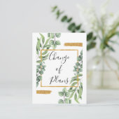 Carte Postale Faire-part Botanical Gold Changement de plans Mariage reporté (Debout devant)