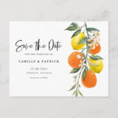 Carte Postale Faire-part Botanical Orange and Lemon QR Code Save the Date (Devant)
