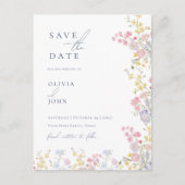 Carte Postale Faire-part Botanical Wildflowers Wedding Save the Date (Devant)