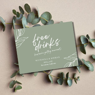 Carte Postale Faire-part Botanique Drôle Botanique Libre Boissons Mariage E