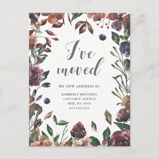 Carte Postale Faire-part Botanique épicée | Nouvelle adresse (Devant)