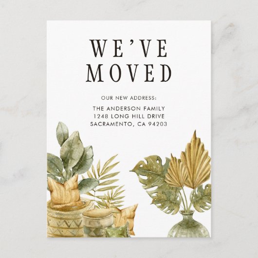 Carte Postale Faire-part Botanique Nous avons déplacé une nouvelle adresse (Devant)