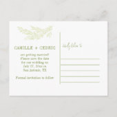 Carte Postale Faire-part Botaniques de Wildwood Végétation Rustique Enregis (Dos)