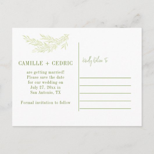 Carte Postale Faire-part Botaniques de Wildwood Végétation Rustique Enregis (Dos)