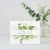 Carte Postale Faire-part Botaniques sauvages Verdure rustique Sauvez la dat (Debout devant)