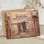 Carte Postale Faire-part Bottes de Cowboy en bois enregistrer la date