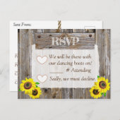 Carte Postale Faire-part Bottes de Cowboy et Tournesols RSVP Mariage (Devant / Derrière)