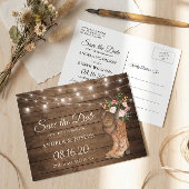 Carte Postale Faire-part Bottes de cowboy rustiques à fleurs pour annoncer