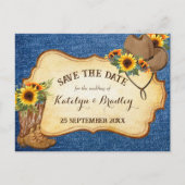 Carte Postale Faire-part Bottes de cowboy rustiques et chapeau tournesols d (Devant)