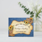 Carte Postale Faire-part Bottes de cowboy rustiques et chapeau tournesols d (Debout devant)