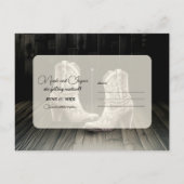 Carte Postale Faire-part Bottes en dentelle et fleurs blanches de cowgirl E (Dos)