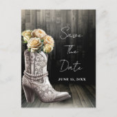 Carte Postale Faire-part Bottes en dentelle et fleurs blanches de cowgirl E (Devant)