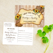 Carte Postale Faire-part Bottes et chapeau de cowboy rustiques aquarelle to