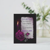Carte Postale Faire-part Bougie Rose Violette Enregistrer la Date Gothique (Debout devant)