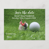 Carte Postale Faire-part Boule de golf sur vert enregistrer la date mariage (Devant)