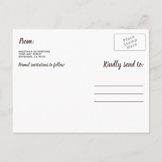 Carte Postale Faire-part Bouleau Rustique Mariage Campagnard Enregistrez la (Dos)