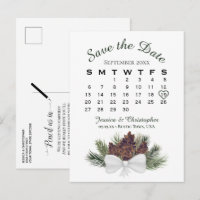 Bouquet de cônes de pin Calendrier de mariage Enre