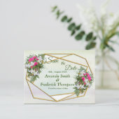 Carte Postale Faire-part Bouquet de fleurs géométriques GoldGlitter Enregis (Debout devant)