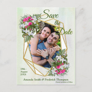 Carte Postale Faire-part Bouquet de fleurs géométriques GoldGlitter Enregis