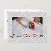 Carte Postale Faire-part Bouquet de Rose Damask Argent Enregistrer la date (Devant / Derrière)