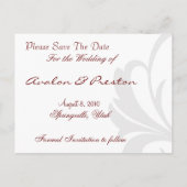 Carte Postale Faire-part Bouquet de Rose Damask Argent Enregistrer la date (Dos)