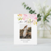 Carte Postale Faire-part Bouquet de roses à l'aquarelle Save The Date (Debout devant)