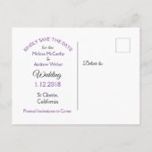 Carte Postale Faire-part Bouquet de roses violettes Mariage Enregistrer la (Dos)