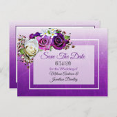 Carte Postale Faire-part Bouquet de roses violettes mariage Enregistrer la (Devant / Derrière)