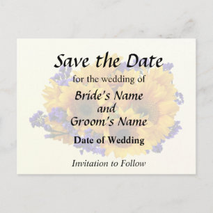 Carte Postale Faire-part Bouquet de tournesols et de statices violettes