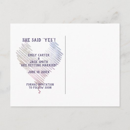 Carte Postale Faire-part Bouquet Floral Aquarelle Enregistrer la Date (Dos)