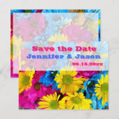 Carte Postale Faire-part Bouquet Gerber Daisy de couleur vive Enregistrer l (Devant / Derrière)