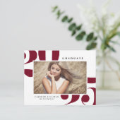 Carte Postale Faire-part Bourgogne 2025 Typographie Gras Photo Remise de di (Debout devant)