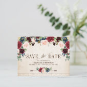 Carte Postale Faire-part Bourgogne Marine Floral Rustique Campagne Enregist (Debout devant)